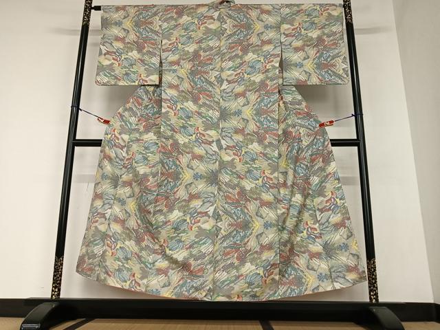 平和屋着物●本場大島紬 一元7マルキ 霞文 正絹 逸品 AAAZ0128zg