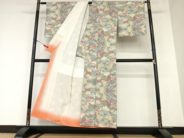 平和屋着物●本場大島紬 一元7マルキ 霞文 正絹 逸品 AAAZ0128zg