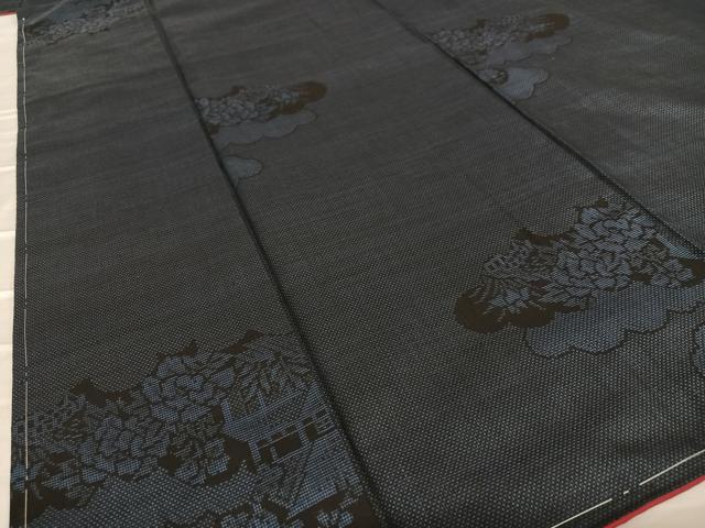 平和屋着物●本場大島紬 一元7マルキ 雲重ね風景草花文 正絹 逸品 未使用 AAAZ0133zg