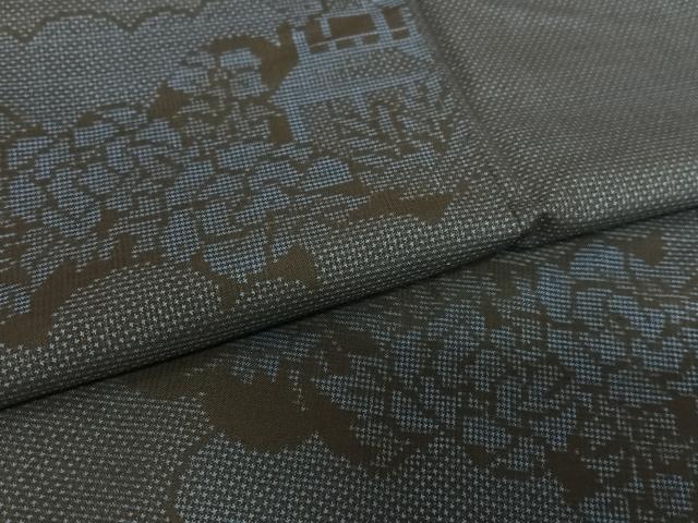 平和屋着物●本場大島紬 一元7マルキ 雲重ね風景草花文 正絹 逸品 未使用 AAAZ0133zg