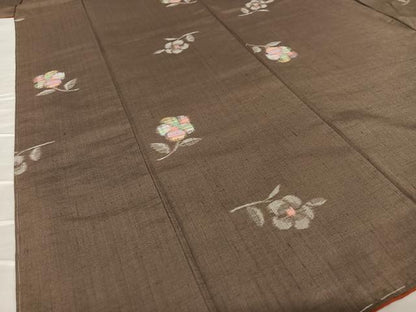 平和屋着物●上質な紬 舞花文 正絹 逸品 AAAZ0144zg