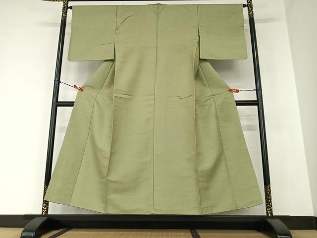 平和屋着物●上質な紬 色無地 鶸茶色 正絹 逸品 AAAZ0149zg