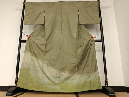 平和屋着物●本場染大島紬 訪問着 霞文 朽葉色 暈し染め 正絹 逸品 AAAZ0151zg