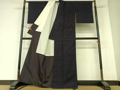 平和屋着物●上質な紬　色無地　黒紅色　正絹　逸品　AAAZ0155zg