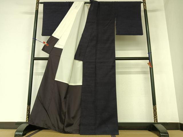 平和屋着物●上質な紬　色無地　黒紅色　正絹　逸品　AAAZ0155zg