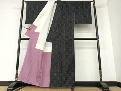 平和屋着物●本場大島紬 麻の葉文様 正絹 逸品 AAAZ0164zg