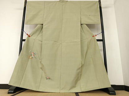 平和屋着物●上質な紬　訪問着　花籠文　正絹　逸品　AAAZ0174zg