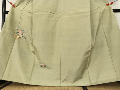 平和屋着物●上質な紬　訪問着　花籠文　正絹　逸品　AAAZ0174zg