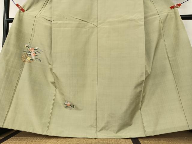 平和屋着物●上質な紬　訪問着　花籠文　正絹　逸品　AAAZ0174zg