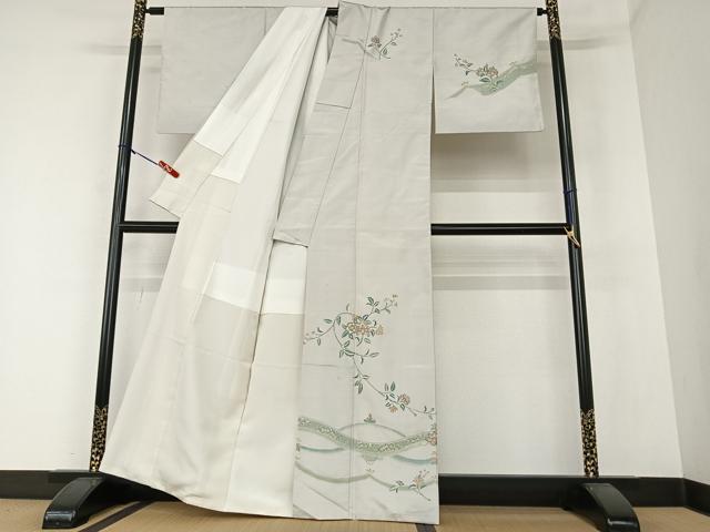 平和屋着物●本場大島紬 訪問着 中国三大刺繍 汕頭刺繍 スワトウ刺繍 更紗花唐草文 正絹 逸品 AAAZ0175zg