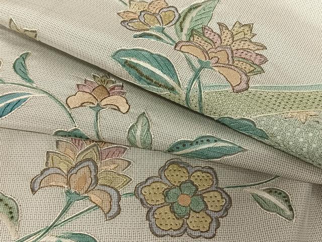 平和屋着物●本場大島紬 訪問着 中国三大刺繍 汕頭刺繍 スワトウ刺繍 更紗花唐草文 正絹 逸品 AAAZ0175zg