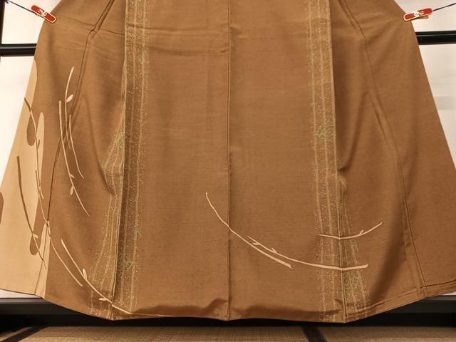 平和屋着物●上質な紬 訪問着 枝葉文 正絹 逸品 AAAZ0180zg