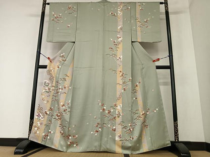 平和屋着物●訪問着 作家物 地紙重ね松竹梅花文 暈し染め 金彩 正絹 逸品 AAAZ0181zg