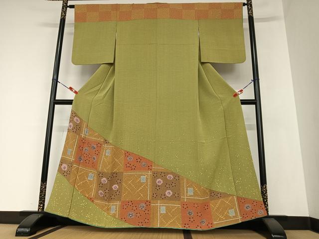 平和屋着物●訪問着 道長花文 梅鉢 金彩 正絹 逸品 AAAZ0199zg