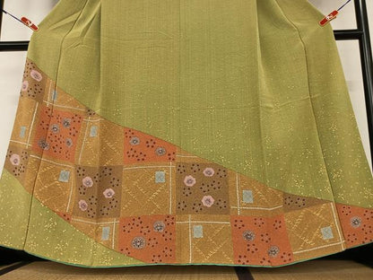平和屋着物●訪問着 道長花文 梅鉢 金彩 正絹 逸品 AAAZ0199zg