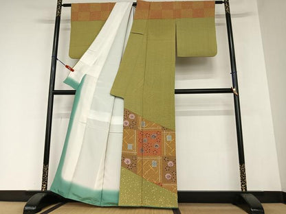 平和屋着物●訪問着 道長花文 梅鉢 金彩 正絹 逸品 AAAZ0199zg