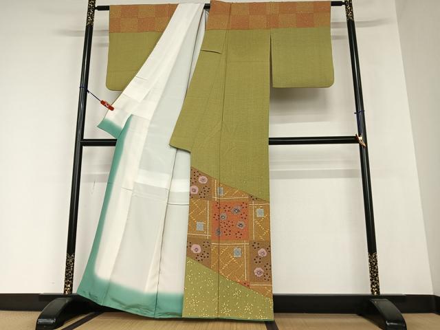 平和屋着物●訪問着 道長花文 梅鉢 金彩 正絹 逸品 AAAZ0199zg