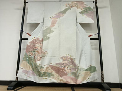 平和屋着物●訪問着 几帳花文 暈し染め 金彩 正絹 逸品 AAAZ0201zg