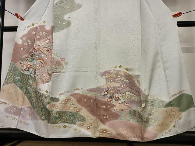 平和屋着物●訪問着 几帳花文 暈し染め 金彩 正絹 逸品 AAAZ0201zg