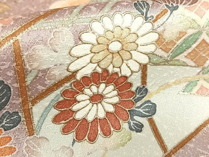 平和屋着物●訪問着 几帳花文 暈し染め 金彩 正絹 逸品 AAAZ0201zg