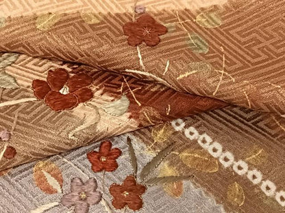 平和屋着物●訪問着 絞り 刺繍 草花文 金彩 正絹 逸品 AAAZ0203zg
