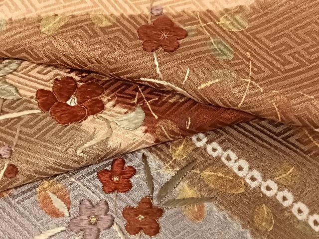 平和屋着物●訪問着 絞り 刺繍 草花文 金彩 正絹 逸品 AAAZ0203zg