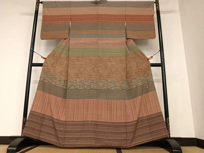 平和屋着物●訪問着 作家物 横段花文 正絹 逸品 AAAZ0206zg