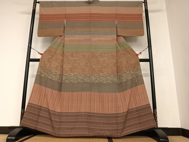 平和屋着物●訪問着 作家物 横段花文 正絹 逸品 AAAZ0206zg