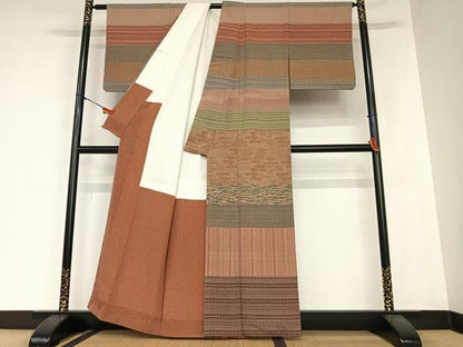 平和屋着物●訪問着 作家物 横段花文 正絹 逸品 AAAZ0206zg