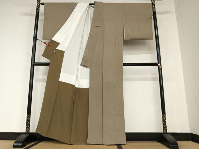 平和屋着物●上質な小紋 縞 鬼しぼ縮緬 ゑり善扱い 正絹 逸品 AAAZ0209zg