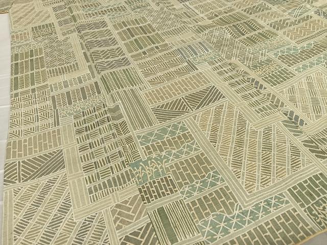 平和屋着物●上質な小紋　紬地　色紙重ね草花文　正絹　逸品　AAAZ0212zg