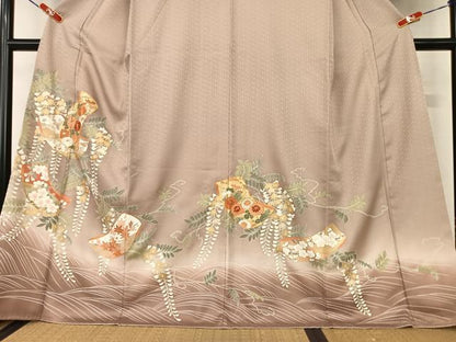 平和屋着物●豪華色留袖 駒刺繍 短冊花文 暈し染め 金彩 正絹 逸品 AAAZ0218zg