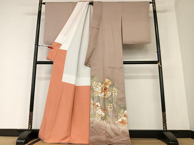 平和屋着物●豪華色留袖 駒刺繍 短冊花文 暈し染め 金彩 正絹 逸品 AAAZ0218zg
