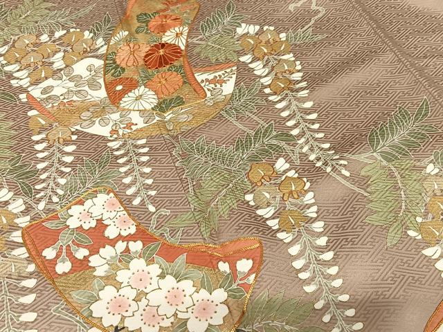 平和屋着物●豪華色留袖 駒刺繍 短冊花文 暈し染め 金彩 正絹 逸品 AAAZ0218zg