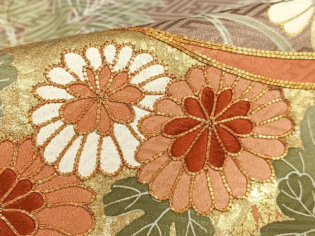 平和屋着物●豪華色留袖 駒刺繍 短冊花文 暈し染め 金彩 正絹 逸品 AAAZ0218zg