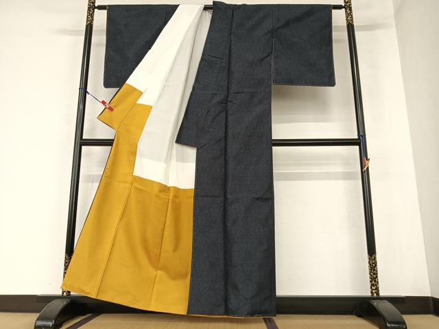 平和屋着物●本場大島紬 麻の葉文様 正絹 逸品 未使用 AAAZ0221zg