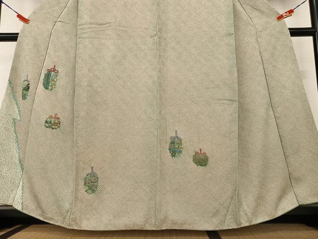 平和屋着物●訪問着 絞り 刺繍 仕覆草花文 正絹 逸品 AAAZ0223zg