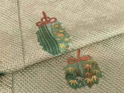 平和屋着物●訪問着 絞り 刺繍 仕覆草花文 正絹 逸品 AAAZ0223zg