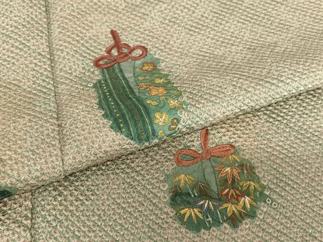 平和屋着物●訪問着 絞り 刺繍 仕覆草花文 正絹 逸品 AAAZ0223zg