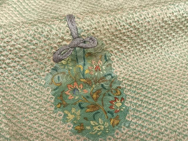 平和屋着物●訪問着 絞り 刺繍 仕覆草花文 正絹 逸品 AAAZ0223zg