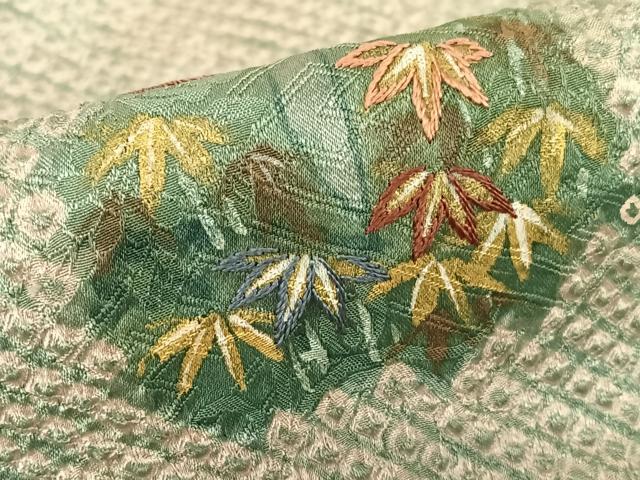 平和屋着物●訪問着 絞り 刺繍 仕覆草花文 正絹 逸品 AAAZ0223zg