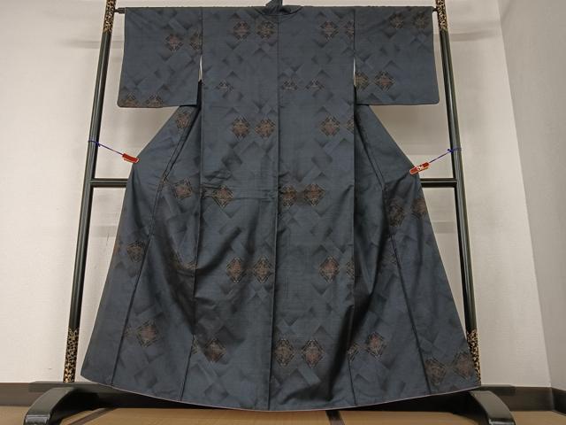 平和屋着物●本場大島紬 カタス7マルキ 花菱文 正絹 逸品 AAAZ0227zg