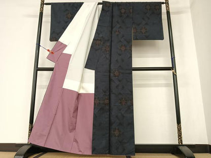 平和屋着物●本場大島紬 カタス7マルキ 花菱文 正絹 逸品 AAAZ0227zg