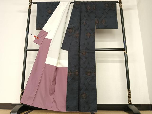平和屋着物●本場大島紬 カタス7マルキ 花菱文 正絹 逸品 AAAZ0227zg