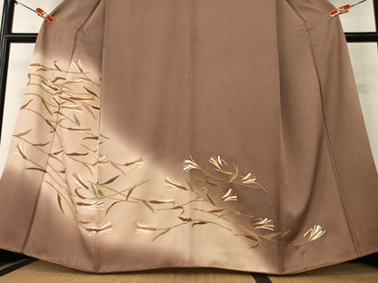 平和屋着物●訪問着 駒刺繍 稲穂 暈し染め 金彩 正絹 逸品 AAAZ0228zg