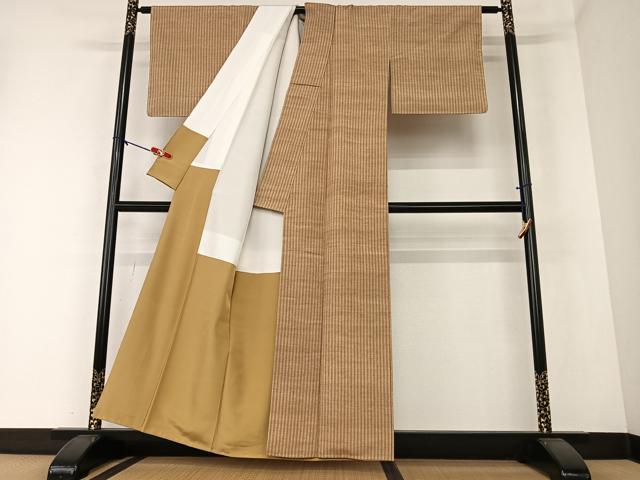 平和屋着物●上質な紬 縞 正絹 逸品 AAAZ0232zg