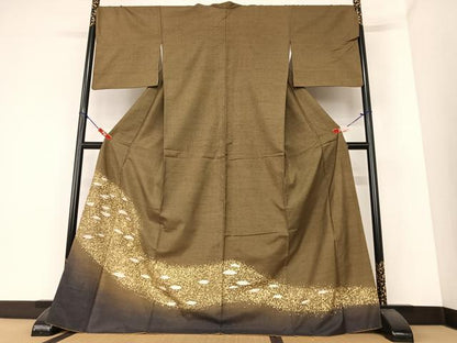 平和屋着物●色留訪問着 紬地 霞文 暈し染め ロング丈 正絹 逸品 AAAZ0234zg