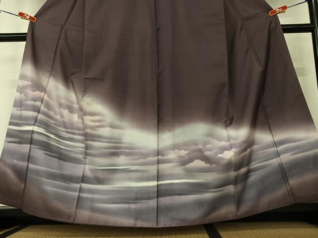 平和屋着物●訪問着 紬地 雲重ね霞文 暈し染め 正絹 逸品 AAAZ0235zg