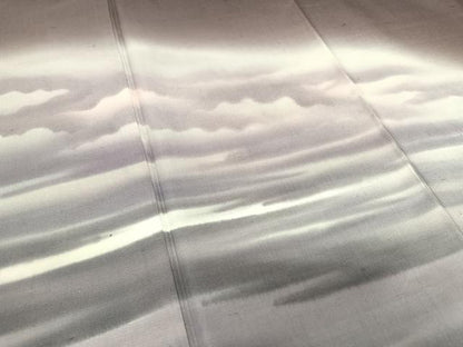 平和屋着物●訪問着 紬地 雲重ね霞文 暈し染め 正絹 逸品 AAAZ0235zg