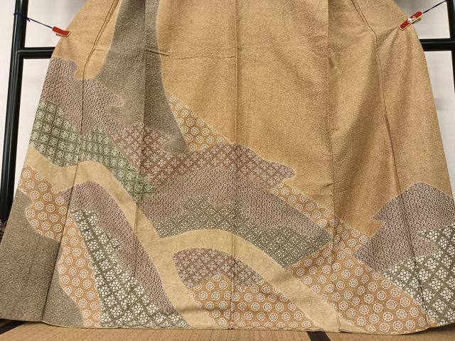 平和屋着物●訪問着　紬地　道長花文　正絹　逸品　AAAZ0240zg